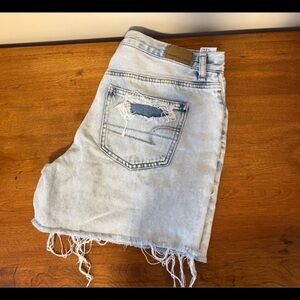 Distressed Light Wash Denim Shorts